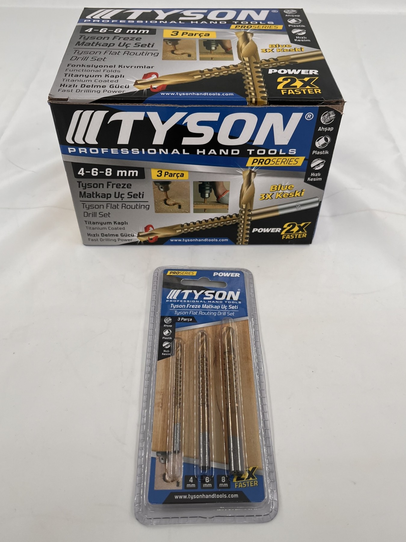 TYSON FREZE MATKAP UÇ SETİ 3'LÜ 4-6-8 MM 